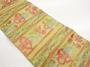 変わり横段に花模様織出し名古屋帯